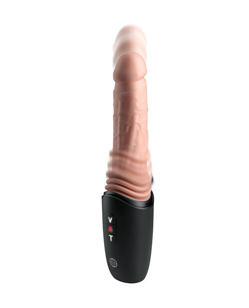 KING COCK PLUS - THRUSTING COCK PRO SILICONE DILDO WITH THROTTLE, VIBRATION AND HEAT LIGHT 12.7 CM